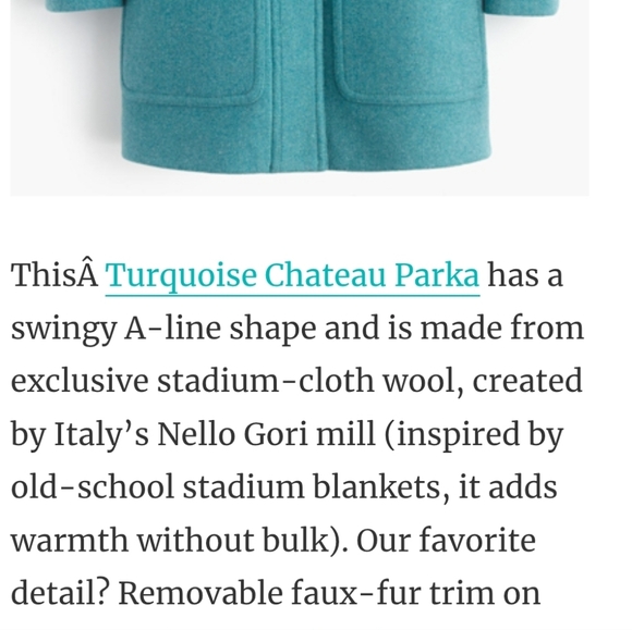 J. Crew Teal Stadium Cloth Coat Sz 2T Like S/M. - Picture 7 of 7